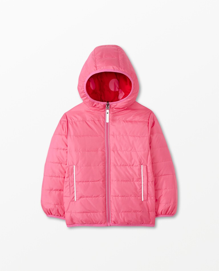Girls' Oversized Dot On Poppy Reversible Print Puffer Jacket in 100% Poly - Size Big Kids 10 by Hanna Andersson