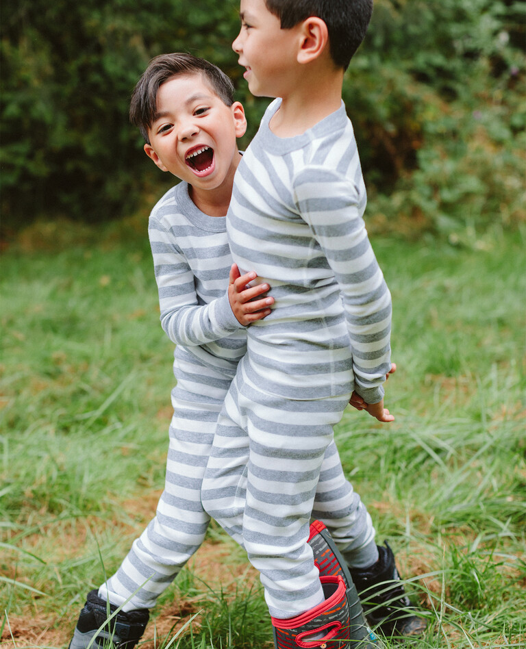 Grey Stripe Matching Family Pajamas | Hanna Andersson