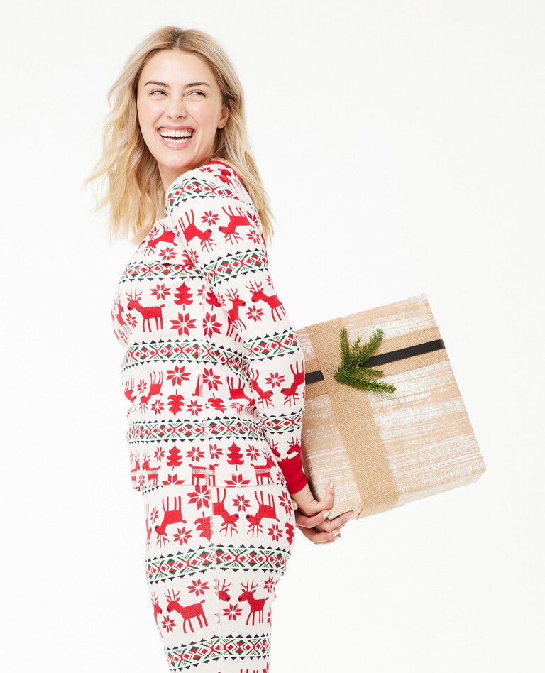 Women's Holiday Print Long John Pajama Top | Hanna Andersson