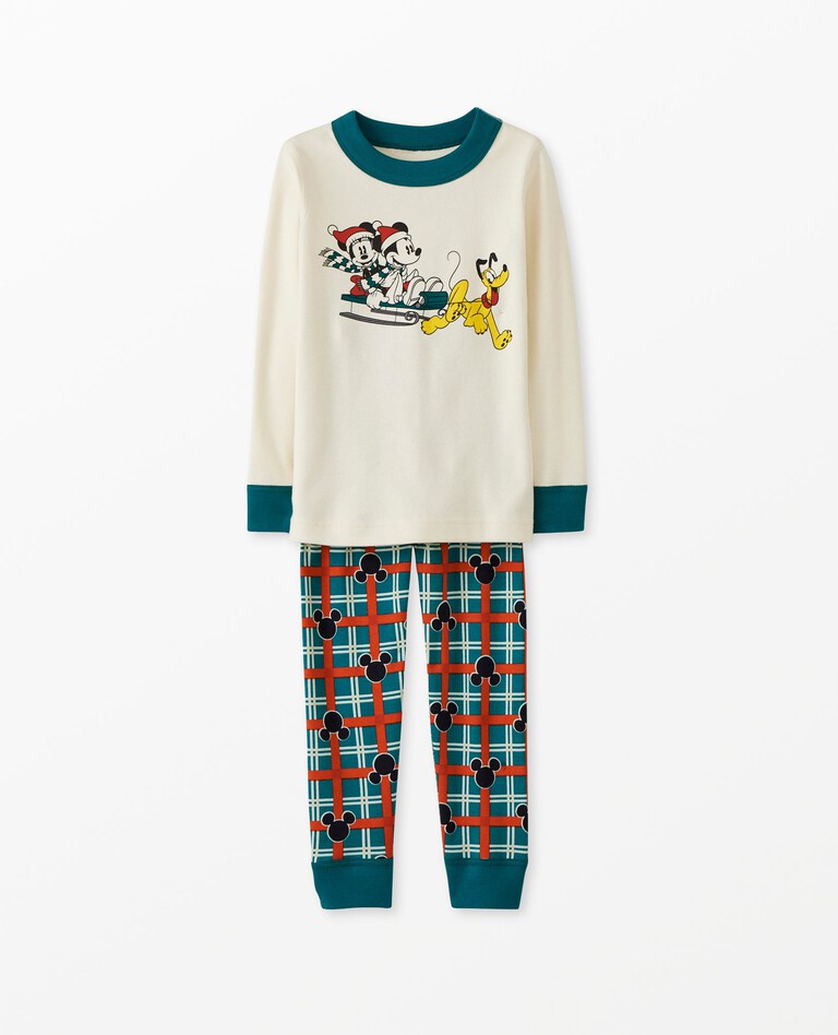 Disney Mickey Mouse Classic Holiday Plaid Long John Pajama Set | Hanna  Andersson